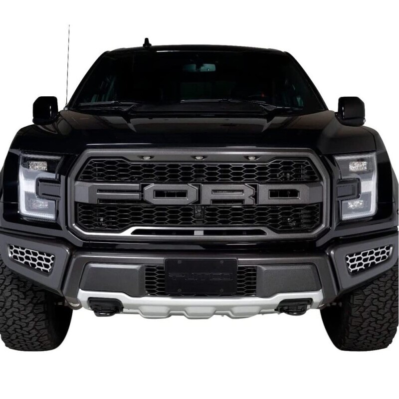 Ford F-150 Raptor Bumper Grille Inserts - Putco - HEX Shield Grille Insert - Polished Stainless Steel - `17-`20