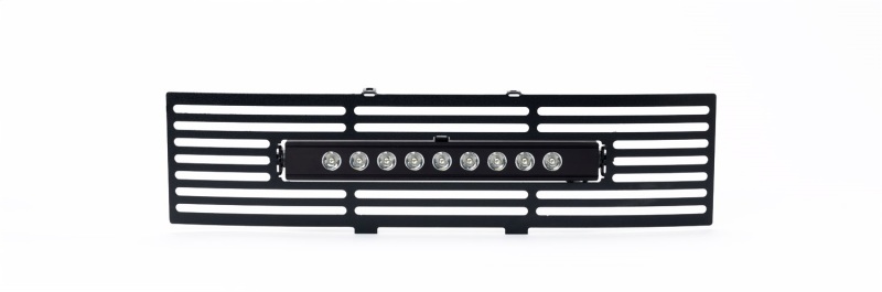 Ford F-150 Bumper Grille Inserts - Putco - Stainless Steel Bar Style + 10in Luminix Light Bar - Black - `11-`14
