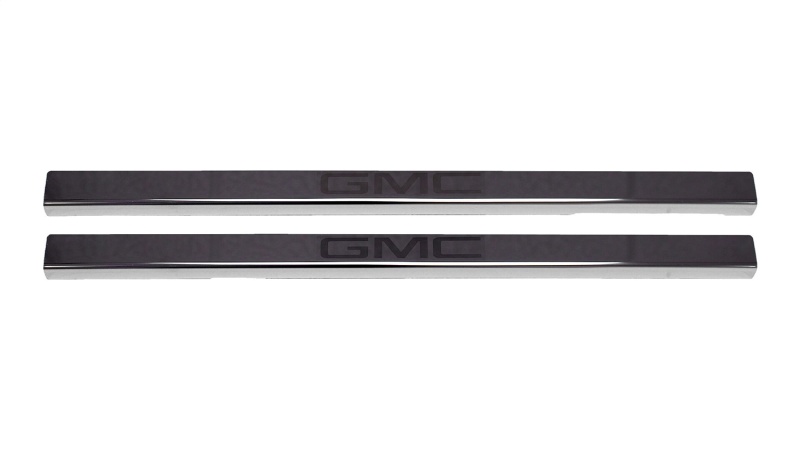 GMC Sierra 1500 Door Sill Plates - Putco - Stainless Steel with GMC Logo - Black Platinum - `19-`26 GMC Sierra 1500 Door Sill Plates - Putco - Stainless Steel with GMC Logo - Black Platinum - `19-`26