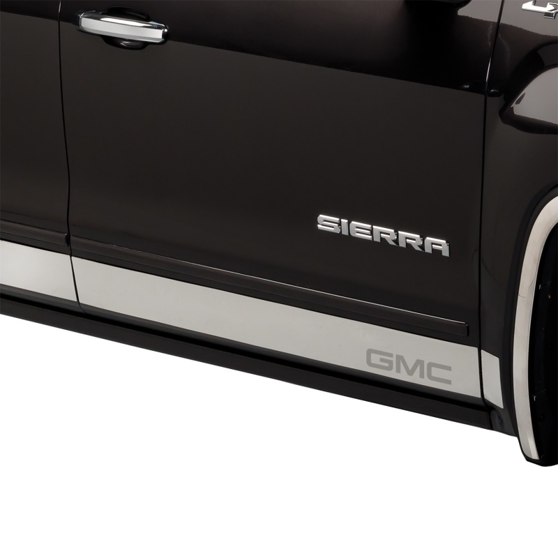 GMC Sierra 1500 Steel Rocker Panels - Putco - GMC Logo Stainless Steel - Polished Stainless Steel - `14-`18