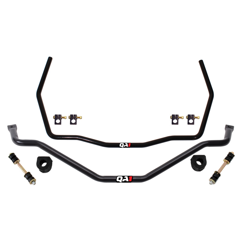 Ford Mustang Suspension Stabilizer Bar Kit - Front + Rear - QA1 - Adjustable End Links with Greaseable Graphite Polyurethane Bushings - Gloss Black - `94-`04 Ford Mustang Suspension Stabilizer Bar Kit - Front + Rear - QA1 - Adjustable End Links with Greaseable Graphite Polyurethane Bushings - Gloss Black - `94-`04