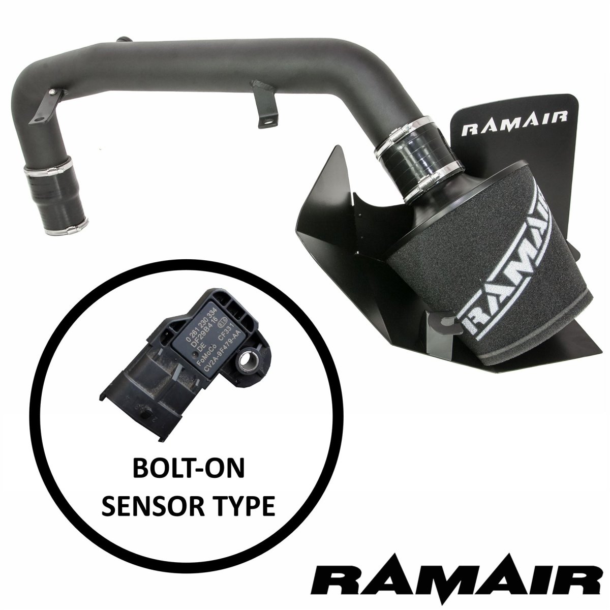 Ford Focus Performance Air Intake - Ramair - Cold Air, Foam Filter, Bolt-in IAT Sensor, Black Powder-Coated - Black - 2.0L Turbo - '12-'14 Ford Focus Performance Air Intake - Ramair - Cold Air, Foam Filter, Bolt-in IAT Sensor, Black Powder-Coated - Black - 2.0L Turbo - '12-'14