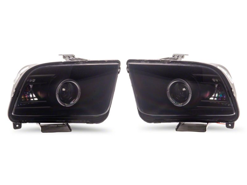 Ford Mustang LED Headlights - Raxiom - LED Halo Accent Lighting, Projector Style Light, Black Housing - Smoked Lens - `05-`09