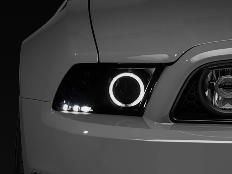 Ford Mustang LED Headlights - Raxiom - Projector, CCFL Halo, LED Accent - Smoked Lens - `13-`14