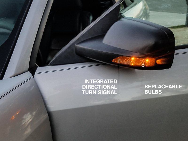 Ford Mustang Side View Mirrors - Driver and Passenger Side - Raxiom - Directional with Turn Signals - Textured Black - `05-`09