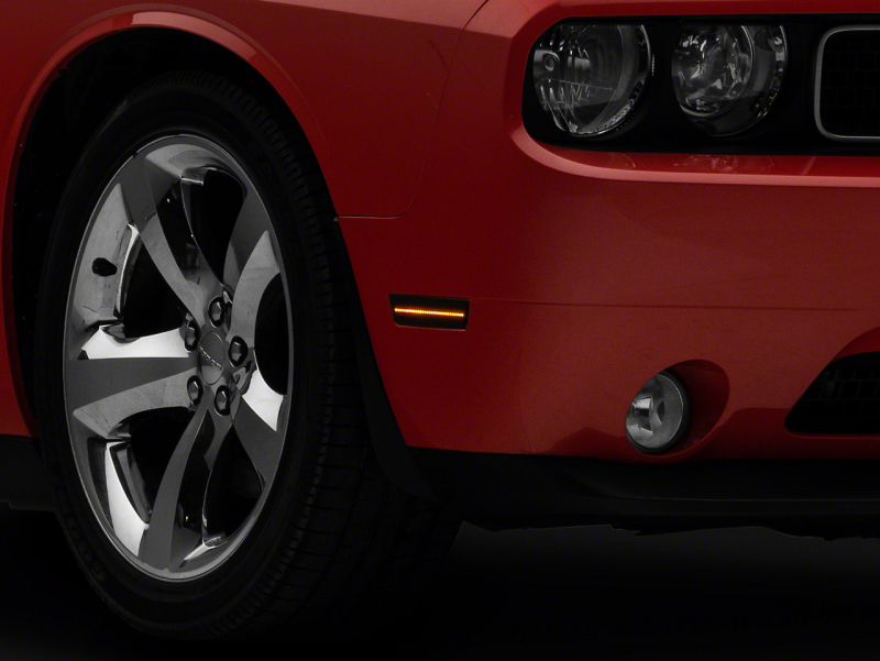 Dodge Challenger Side Marker Lights - Front + Rear - Raxiom - Axial Series LED - Smoked - `08-`14