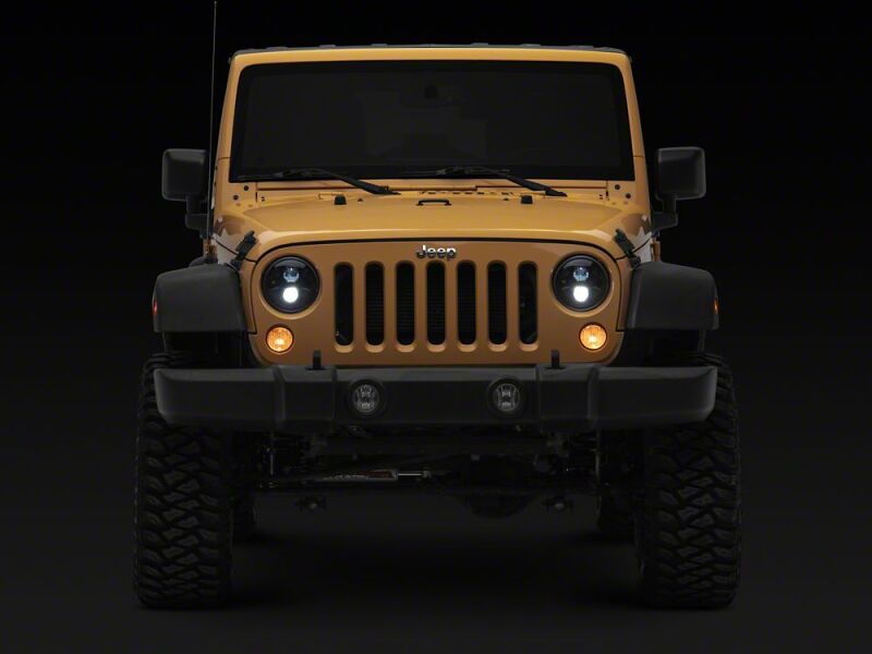 Jeep Wrangler JK LED Headlights - Raxiom - Axial Series DB1 - Black Housing - Clear Lens - `07-`18