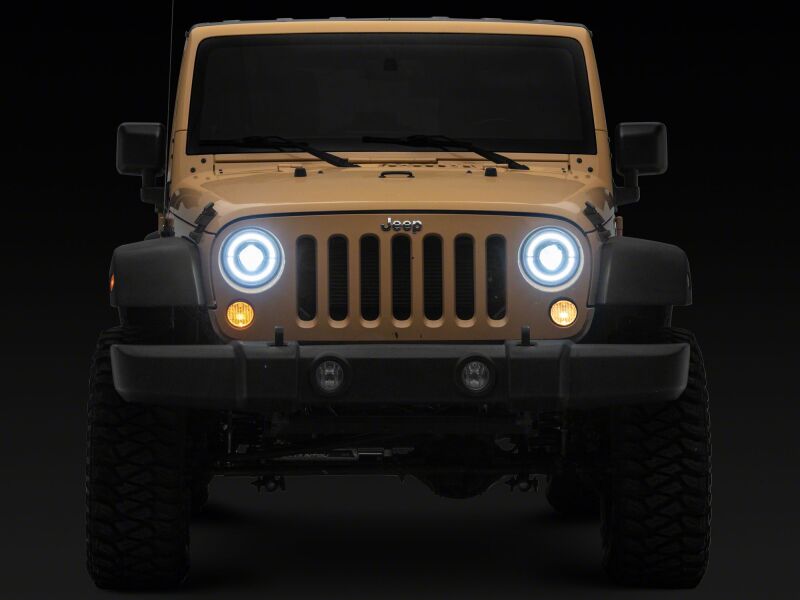 Jeep Wrangler JK LED Headlights - Raxiom - Hi Output LED/Angel Eye DRL/Black Housing/Clear Lens - `07-`08
