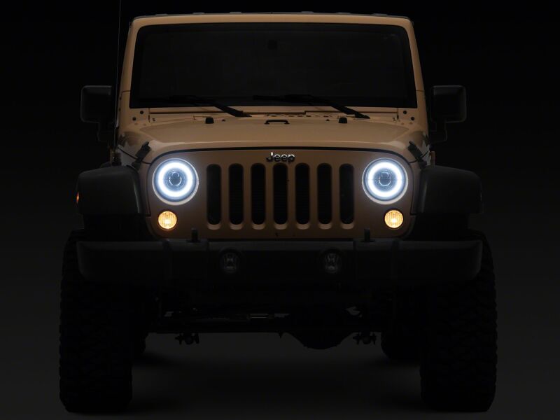 Jeep Gladiator LED Headlights - Raxiom - HiOutput LED with Angel Eye DRL - Black-Clear - `20-`26