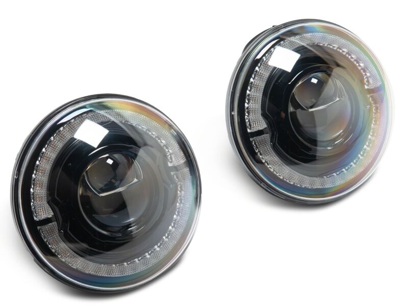 Jeep Wrangler LED Headlights - Raxiom - HiOutput LED with Angel Eye DRL - Black-Clear - `18-`26