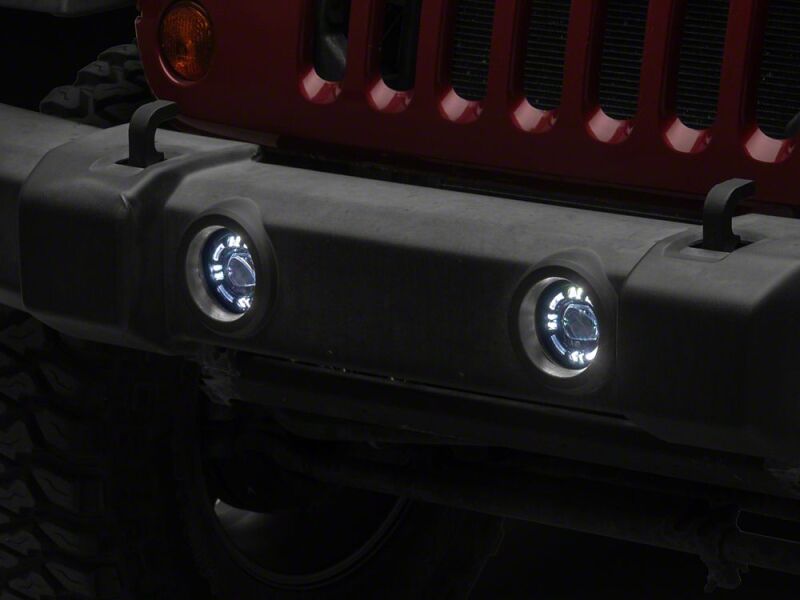Jeep Wrangler JK Fog Lights - Raxiom - V2 LED Switchback with Amber Turn Signal and Halo Rings - `07-`18