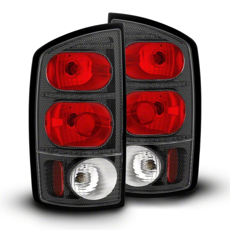 Dodge RAM 1500 Taillights - Raxiom - Axial Series, Carbon Fiber Housing - Red/Clear - `02-`05