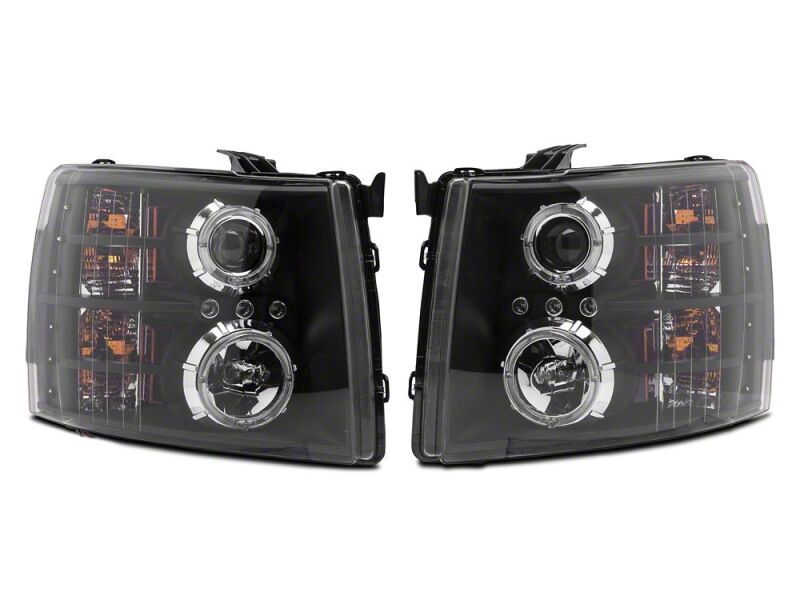 Chevrolet Silverado 1500 LED Headlights - Raxiom - Halo Projector - Black - `07-`13