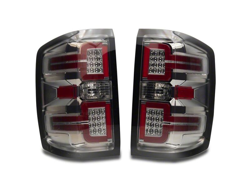 Chevrolet Silverado 1500 LED Taillights - Raxiom - SeqTurn Signals - Chrome - Smoked Lens - `14-`18