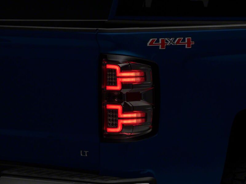 Chevrolet Silverado 1500 LED Taillights - Raxiom - SeqTurn Signals - Chrome - Smoked Lens - `14-`18