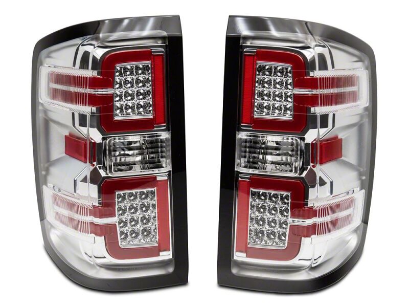 Chevrolet Silverado 1500 LED Taillights - Raxiom - Seq Turn Signals, Clear Lens - Chrome - `14-`18