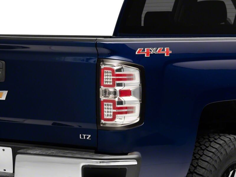 Chevrolet Silverado 1500 LED Taillights - Raxiom - Seq Turn Signals, Clear Lens - Chrome - `14-`18