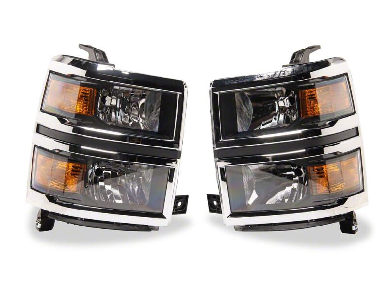 Chevrolet Silverado 1500 LED Headlights - Raxiom - OE Style, Chrome Trim, Clear Lens - Black - `14-`15