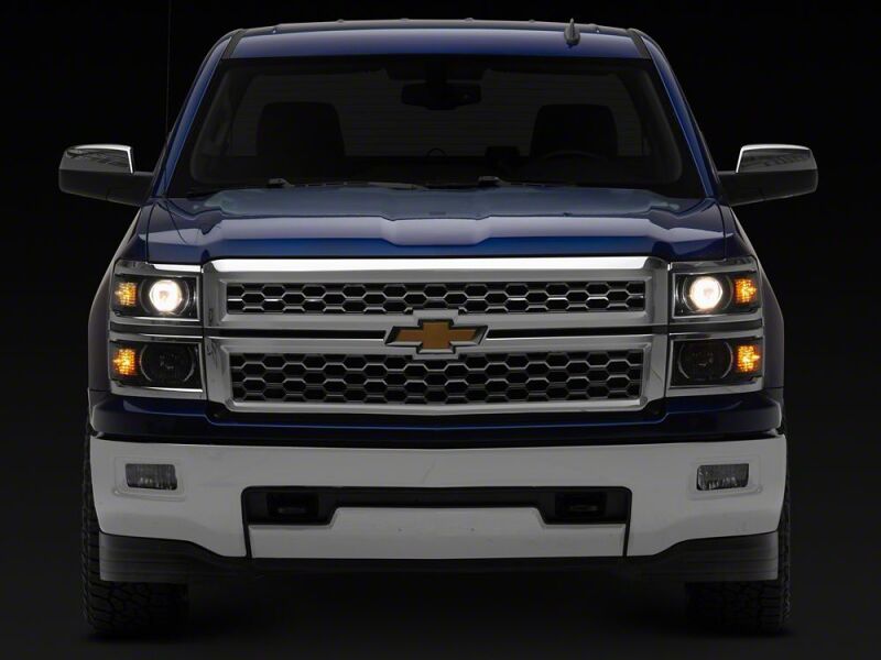 Chevrolet Silverado 1500 LED Headlights - Raxiom - OE Projector, Chrome Trim, Clear Lens - Black - `14-`15