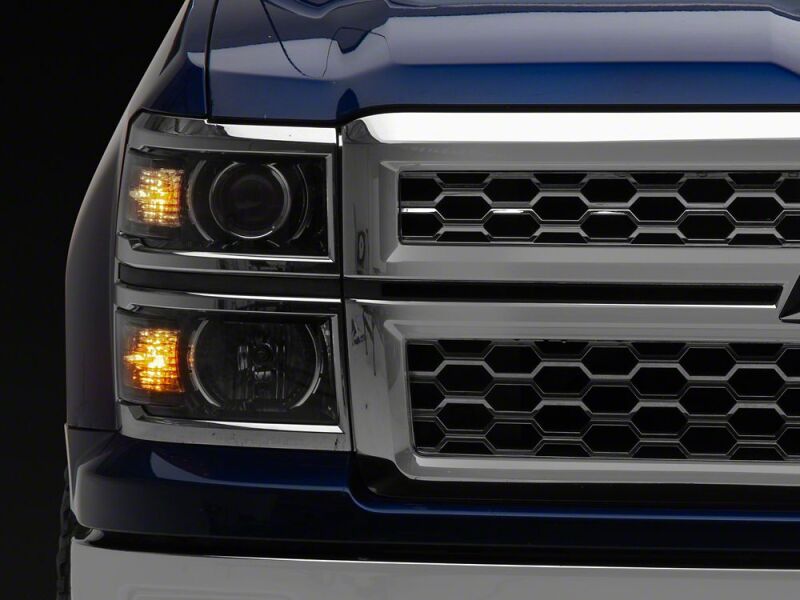 Chevrolet Silverado 1500 LED Headlights - Raxiom - OE Projector, Chrome Trim, Clear Lens - Black - `14-`15