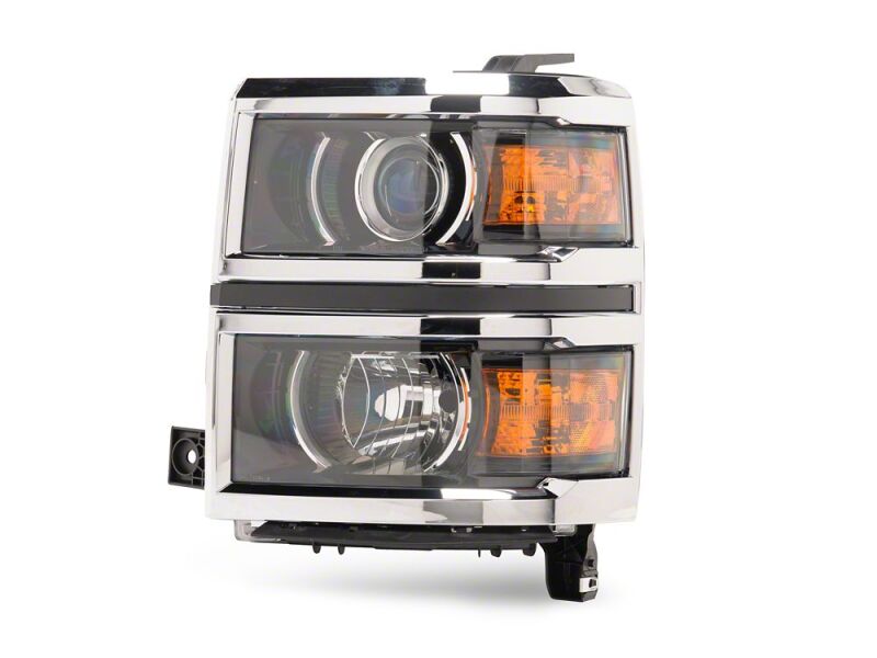 Chevrolet Silverado 1500 LED Headlights - Raxiom - OE Projector, Chrome Trim, Clear Lens - Black - `14-`15