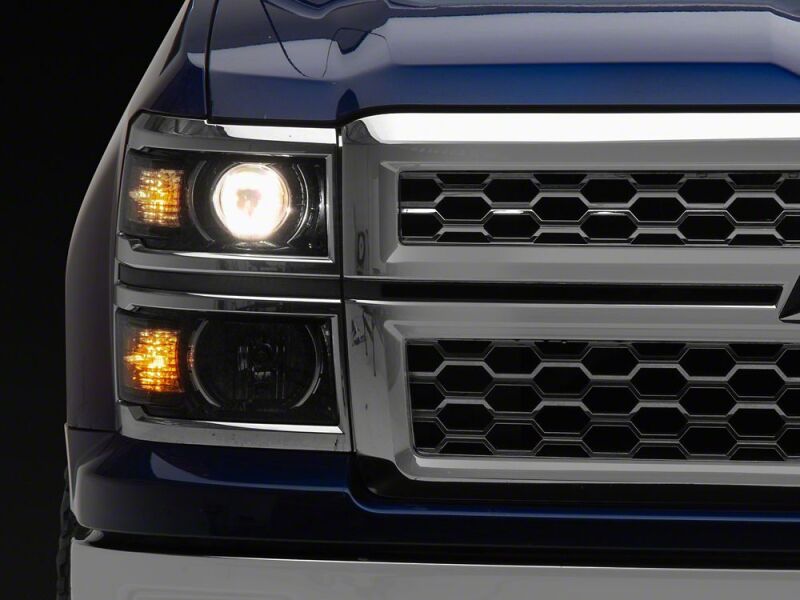 Chevrolet Silverado 1500 LED Headlights - Raxiom - OE Projector, Chrome Trim, Clear Lens - Black - `14-`15