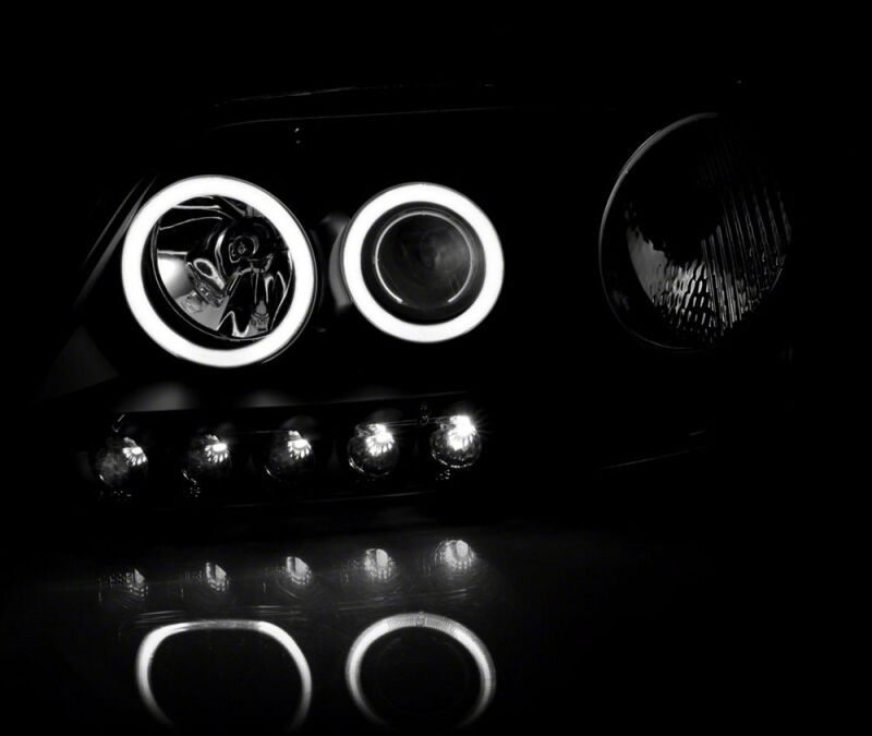 Ford F-150 LED Headlights - Raxiom - Halo Projector, Black Housing, Clear Lens - Super White - `97-`03