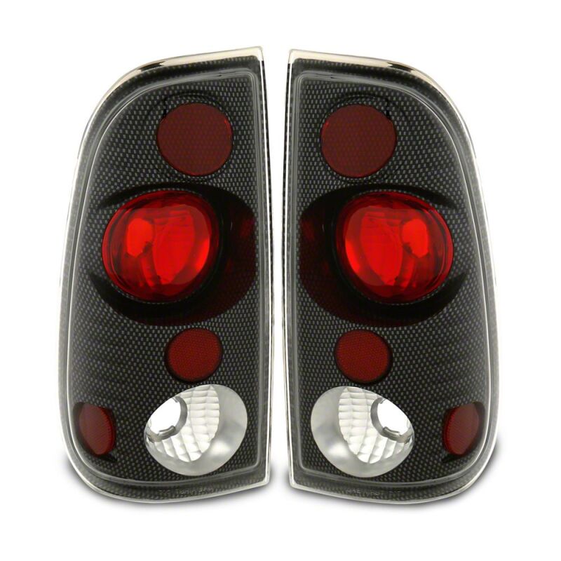 Ford F-150 LED Taillights - Raxiom - Axial Series Version 2, Carbon Fiber - Red/Clear Lens - `97-`03