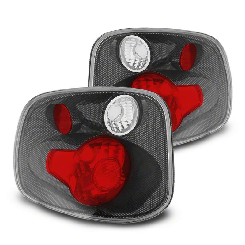 Ford F-150 LED Taillights - Raxiom - Axial Series Version 2, Carbon Fiber - Red/Clear - `01-`03