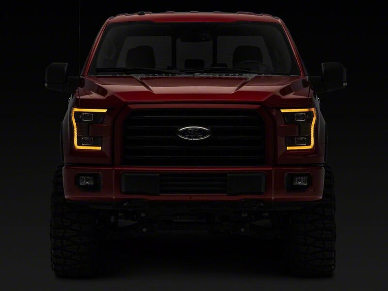 Ford F-150 LED Headlights - Raxiom - Projector with LED Amber DRL - Black - `15-`17