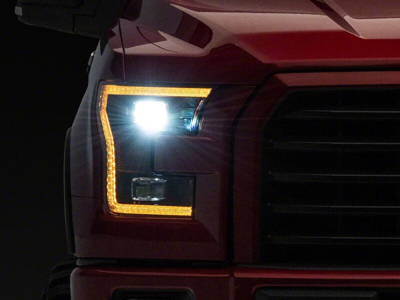 Ford F-150 LED Headlights - Raxiom - Projector with LED Amber DRL - Black - `15-`17