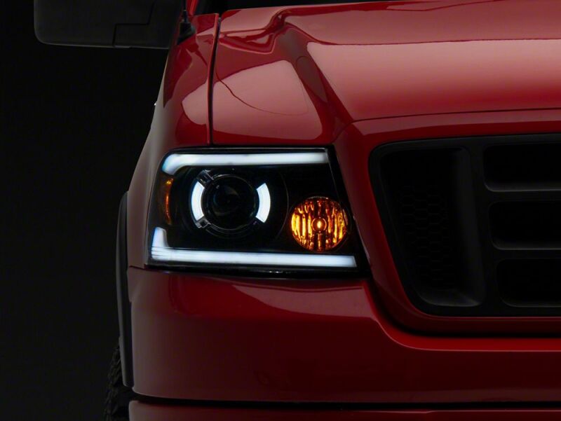 Ford F-150 LED Headlights - Raxiom - Proj Headlights/Seq LED Bar - Clear Lens - Black - `04-`08