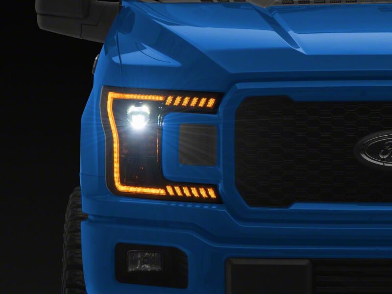 Ford F-150 LED Headlights - Raxiom - LED Halo Surround with Amber DRL - Black Housing - `18-`20