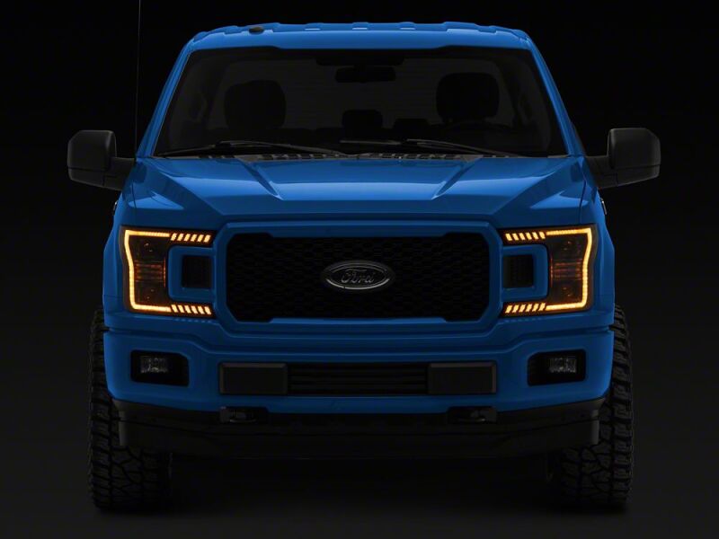 Ford F-150 LED Headlights - Raxiom - LED Halo Surround with Amber DRL - Black Housing - `18-`20