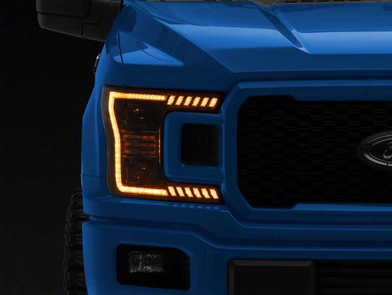 Ford F-150 LED Headlights - Raxiom - LED Halo Surround with Amber DRL - Black Housing - `18-`20