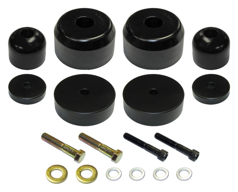 Jeep Wrangler TJ Bump Stop Kit - Front - RockJock - Urethane Bump Stop Pucks + Billet Aluminum Spacers - `97-`06 Jeep Wrangler TJ Bump Stop Kit - Front - RockJock - Urethane Bump Stop Pucks + Billet Aluminum Spacers - `97-`06