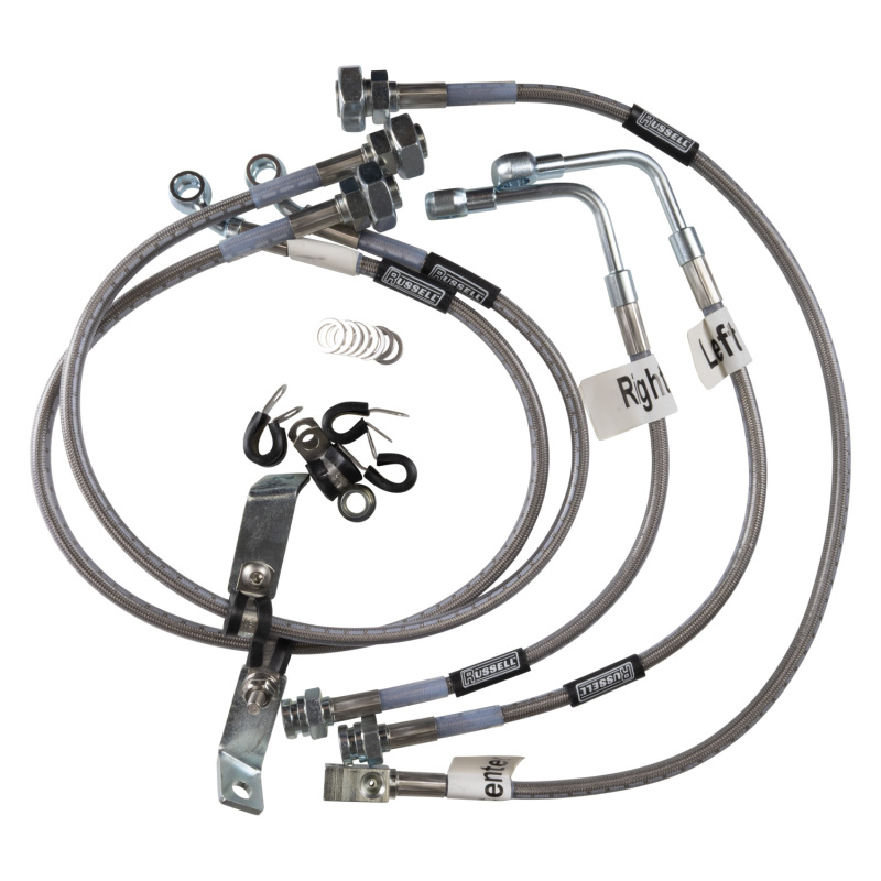 Chevrolet Silverado 1500 Brake Line Kit - Front + Rear - Russell - Stainless Steel Braided Hose - Black - `99-`05
