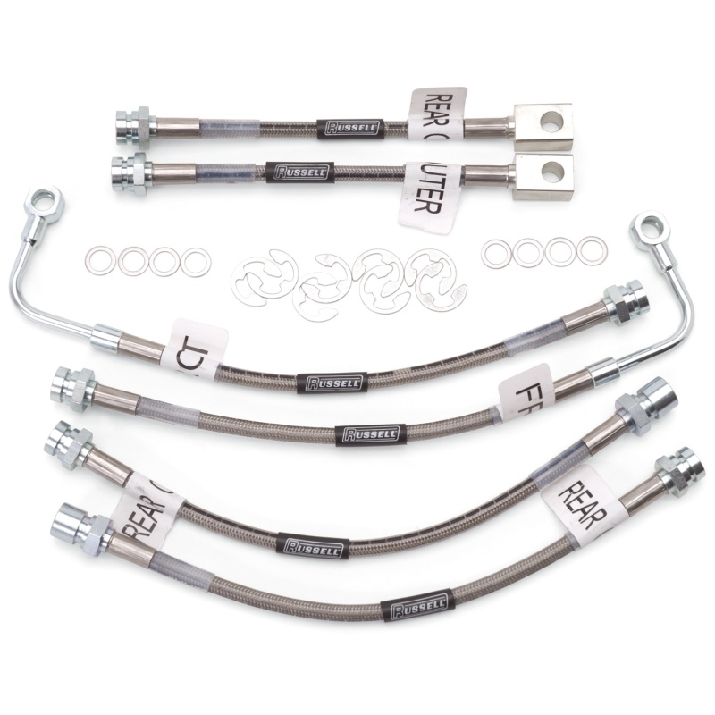 Chevrolet Camaro Brake Line Kit - Russell - Stainless Steel Braided Hose, Zinc Plated Fittings - `98-`02