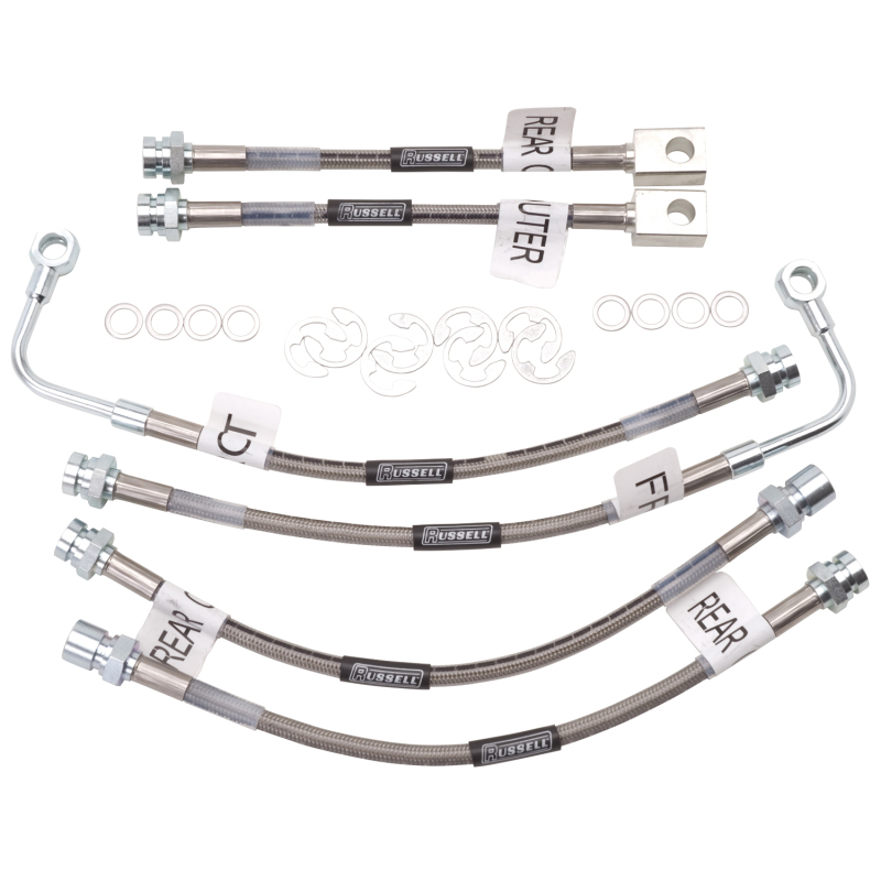 Chevrolet Camaro Brake Line Kit - Russell - Stainless Steel Braided Hose, Zinc Plated Fittings - `98-`02
