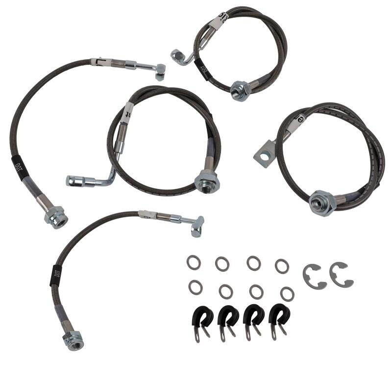 Chevrolet Silverado 1500 Brake Line Kit - Russell - Stainless Steel Braided Hose with Zinc Plated Fittings - Black - `99-`06