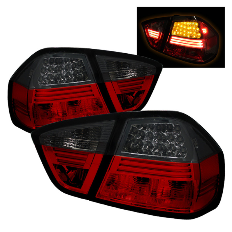BMW 3 Series LED Tail Lights - SPYDER - Red Smoke - `06-`08