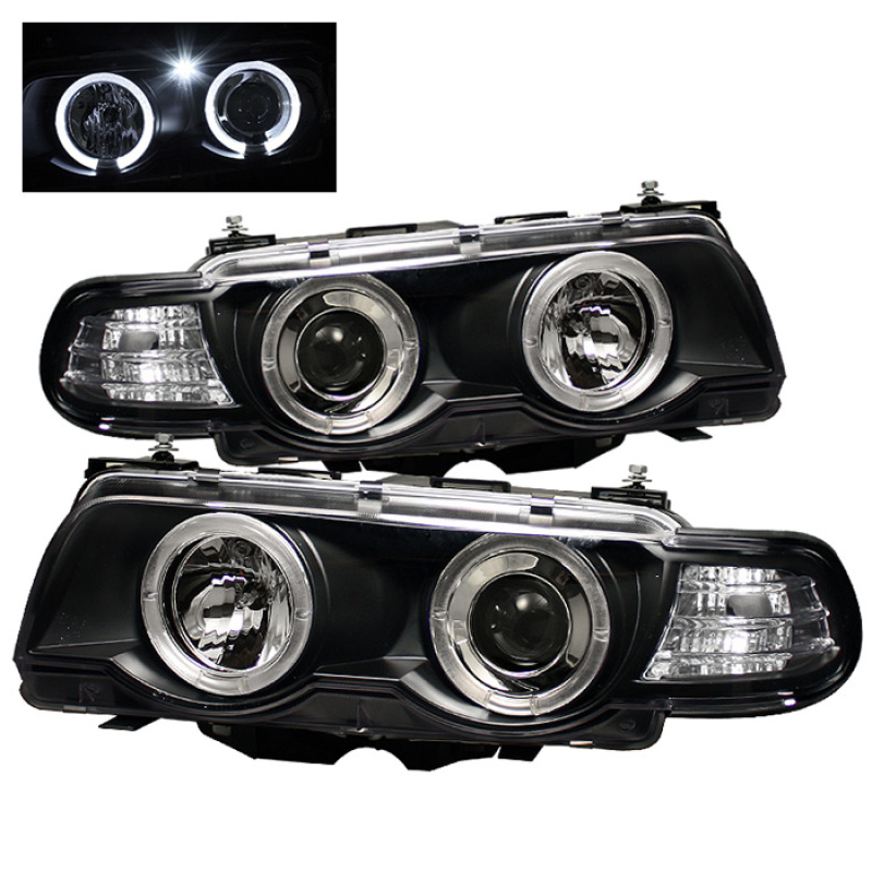 BMW 7 Series Headlights - SPYDER - Projector, LED Halo, Xenon/HID - Black - `99-`01