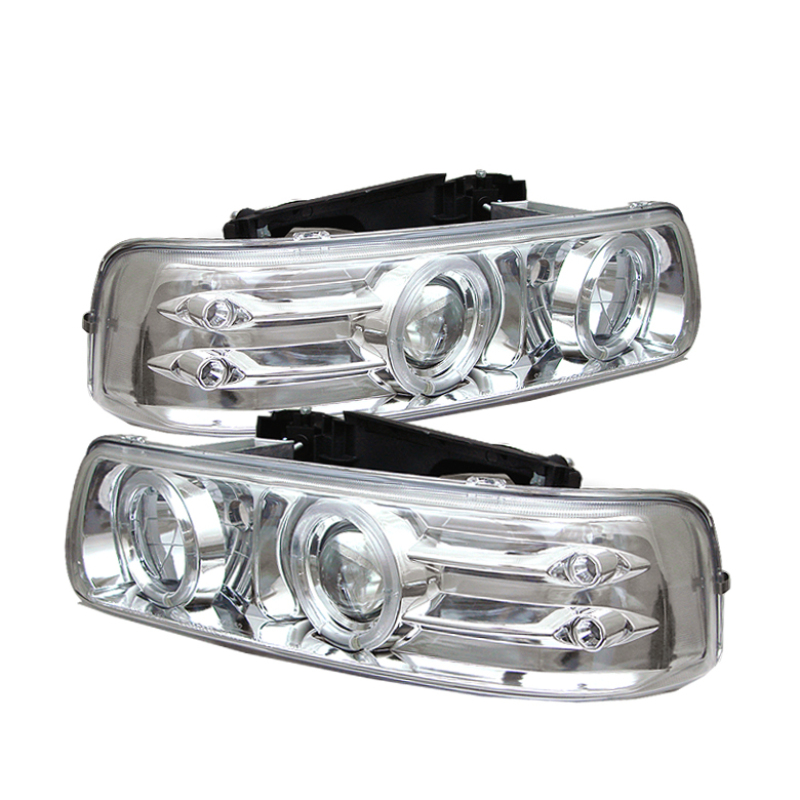 Chevrolet Silverado 2500 Headlights - SPYDER - Projector + LED Halo - Chrome - `99-`02 Chevrolet Silverado 2500 Headlights - SPYDER - Projector + LED Halo - Chrome - `99-`02