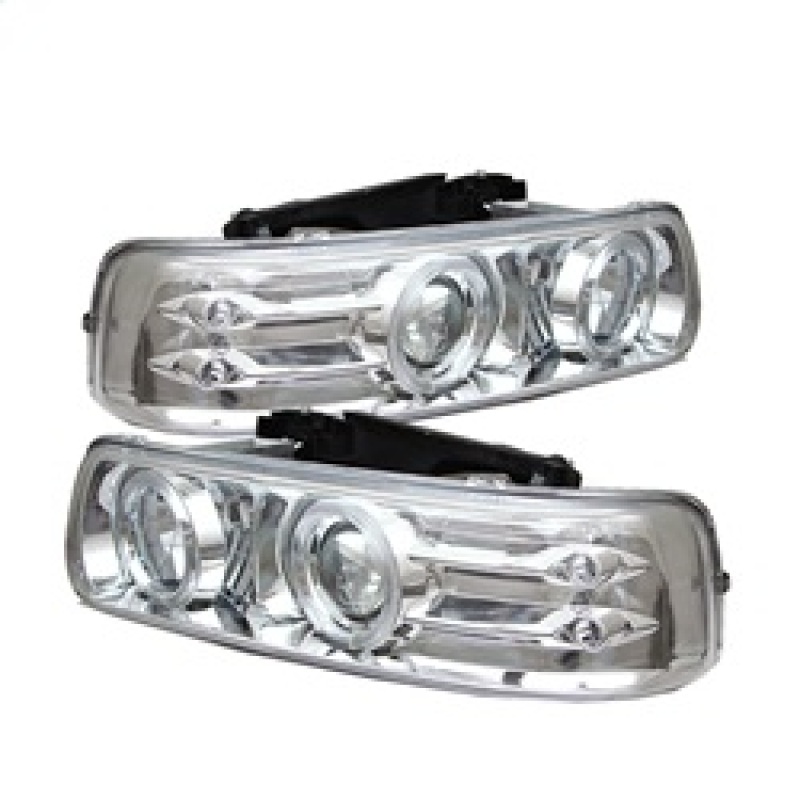 Chevrolet Silverado 2500 Headlights - SPYDER - Projector + LED Halo - Chrome - `99-`02