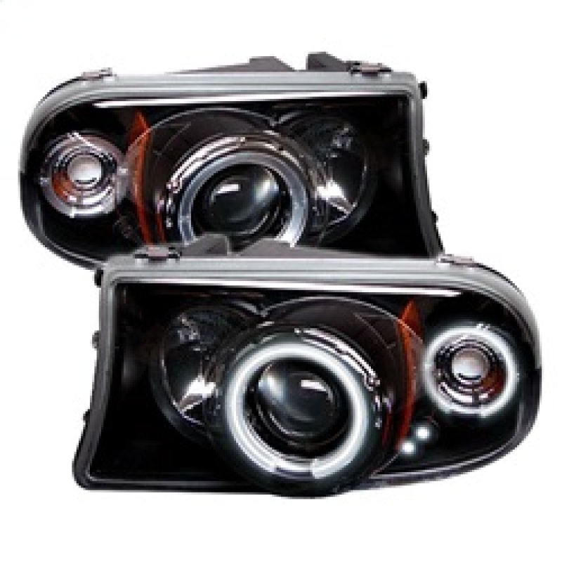 Dodge Dakota Headlight Set - Front - SPYDER - 1PC Projector CCFL Halo LED - Black - `97-`04