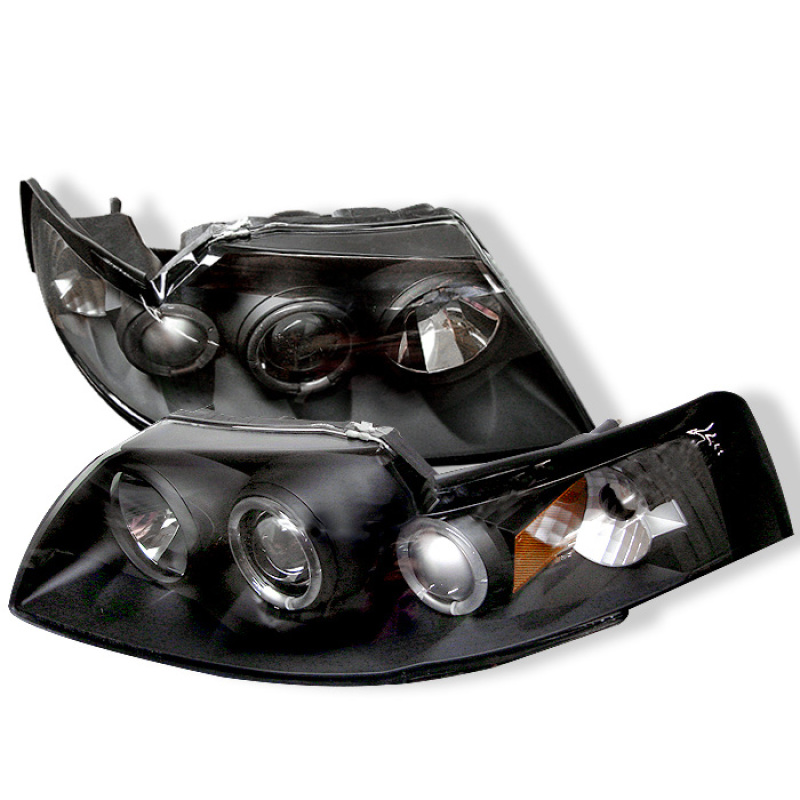 Ford Mustang Headlights - SPYDER - Projector, LED Halo, High H1, Low H1 - Black - `99-`04 Ford Mustang Headlights - SPYDER - Projector, LED Halo, High H1, Low H1 - Black - `99-`04