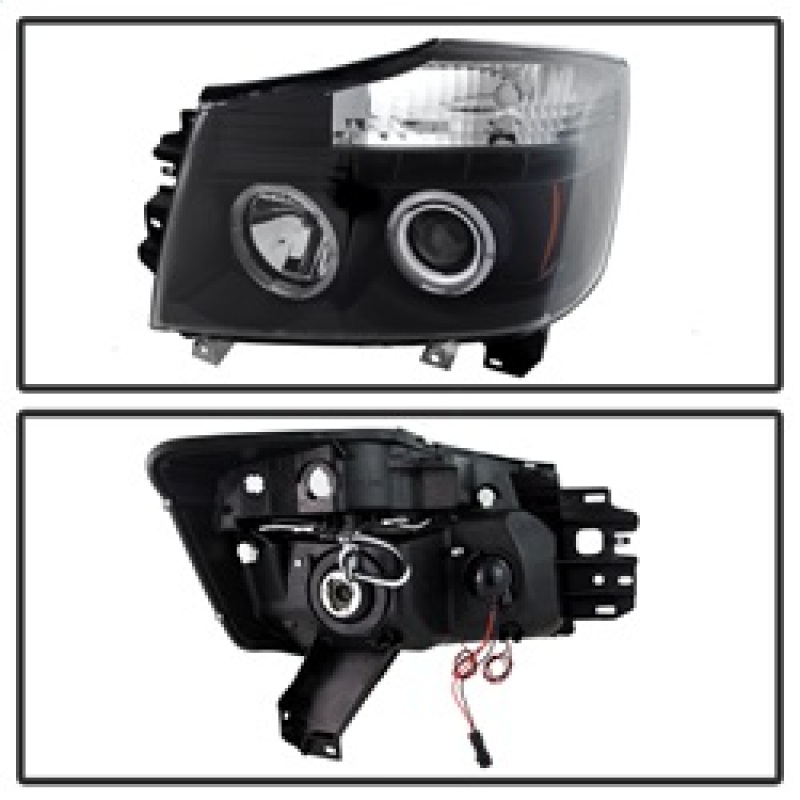 Nissan Armada Headlights - SPYDER - LED Halo Projector - Black - `04-`07