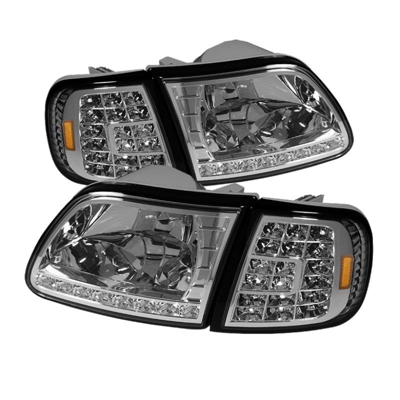 Ford F-150 Headlights - Front - SPYDER - xTune Crystal + Clear LED Corners - Chrome - `97-`03 Ford F-150 Headlights - Front - SPYDER - xTune Crystal + Clear LED Corners - Chrome - `97-`03