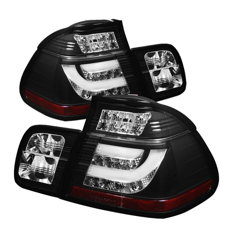 BMW 3 Series LED Tail Lights - SPYDER - Light Bar Style - Black - `02-`05