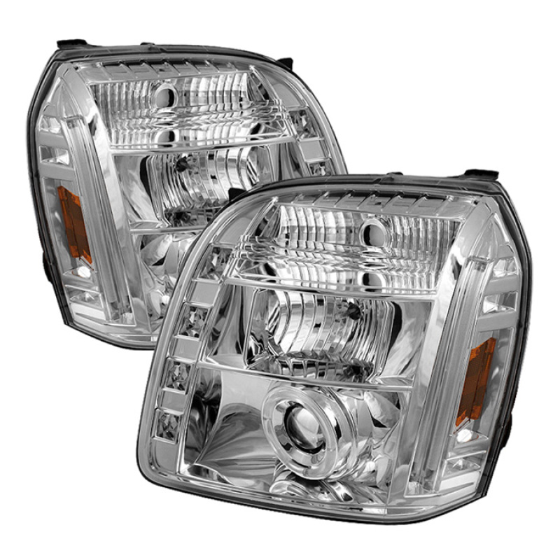 GMC Yukon XL Headlights - SPYDER - Projector LED Halo - Chrome - `07-`14